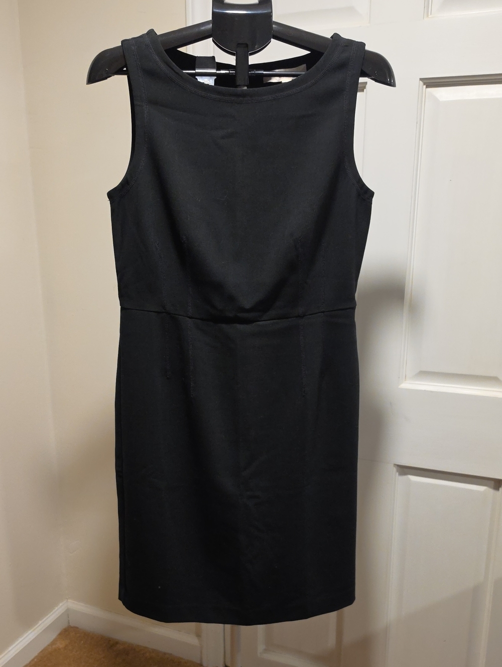 LOFT Black Sleeveless Midi Sheath Dress